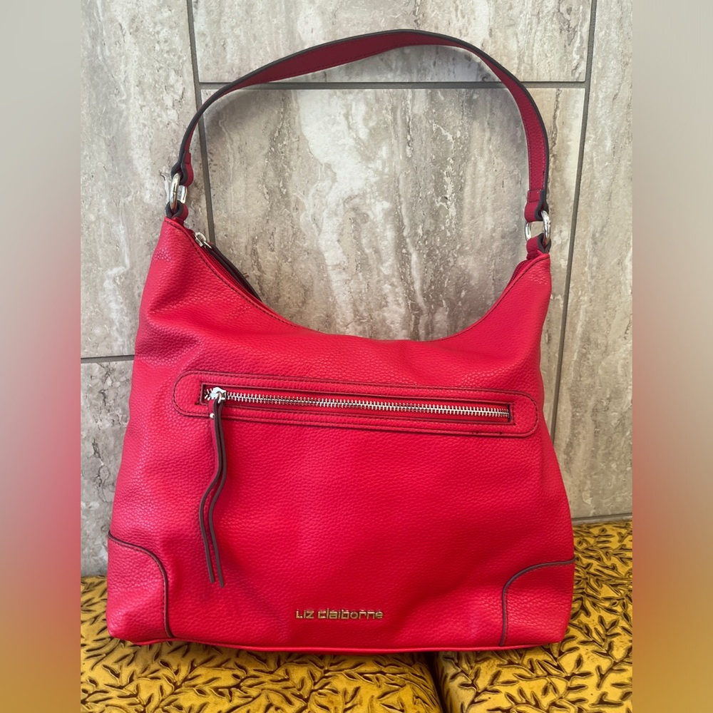 Liz Claiborne Red Shoulder Bag | leather look